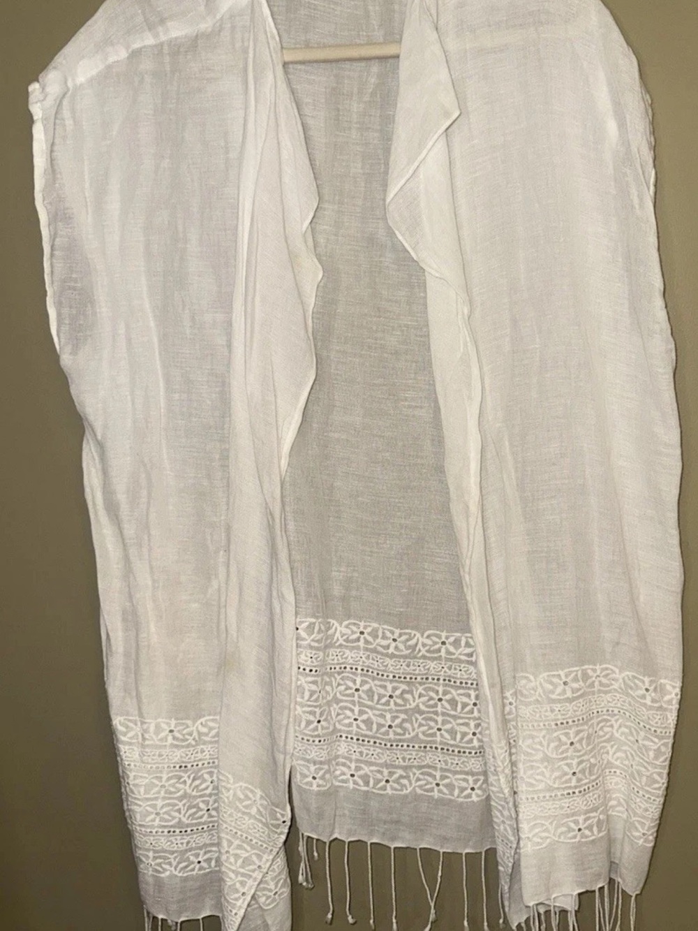 J CREW Cover Up Women Small Ivory Lightweight Beach Poncho NEW Eyelet BA073